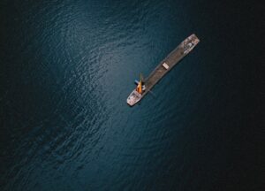 Aerial view of boat on Lake Kivu Rwanda for selfdrive rwanda uganda
